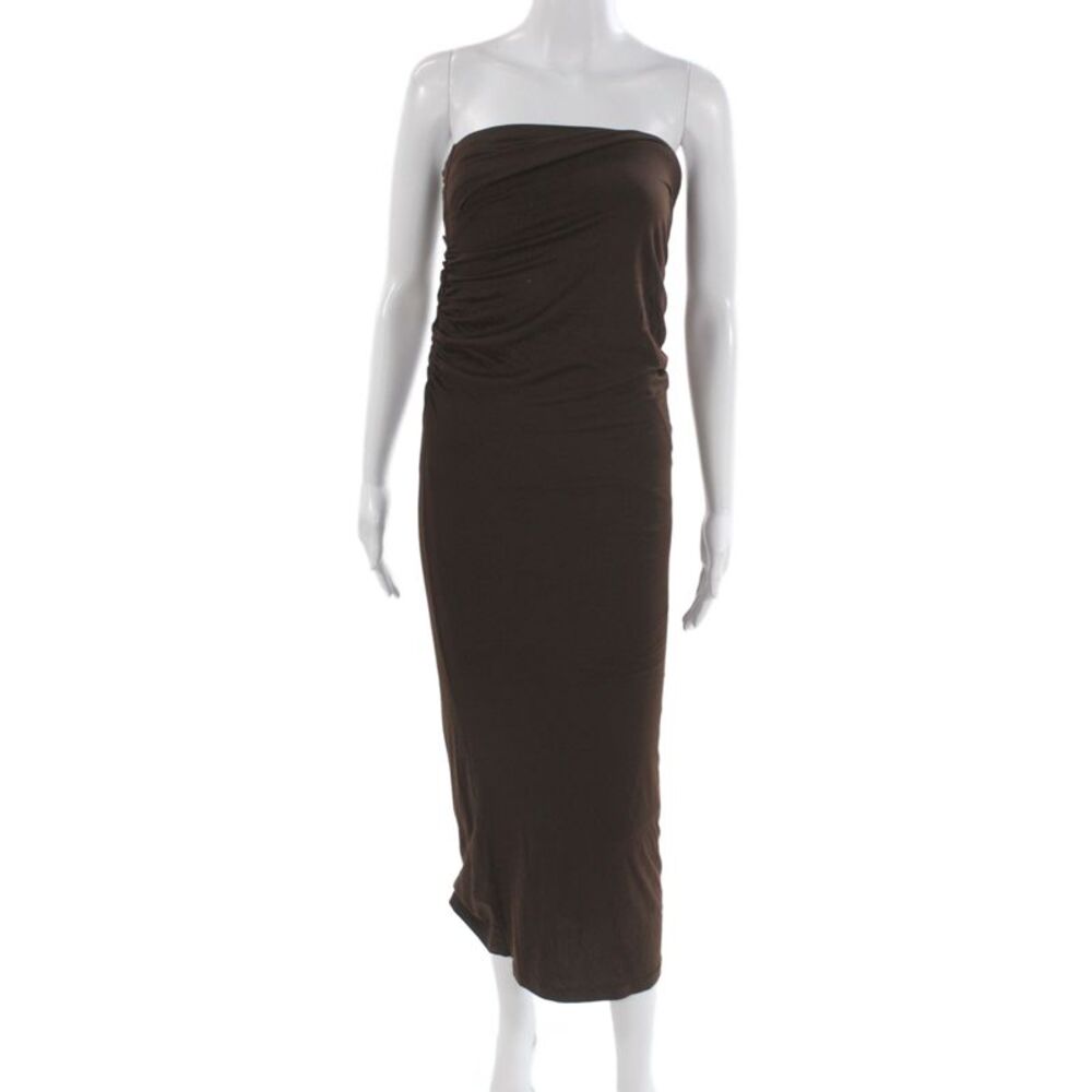 Venroy Women Sleeveless Bodycon Maxi Dress Brown Polyester Beach Size S